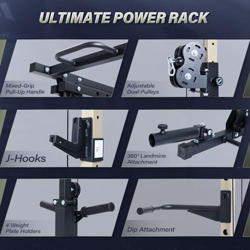 MAJOR FITNESS Drone3 Power Rack, 2500lbs Multi-Function Home Gym Squat Rack with Dual Pulley System, Pull-Up Bar & J-Hook...