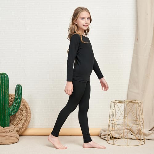 Girls Thermal Underwear Set Ultra Soft Fleece Lined Kids Long Johns Top Bottom Thermals Kids Base Layer Winter Warm