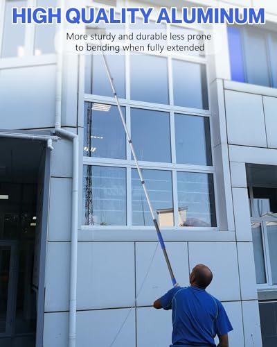 SKGPOLE 26FT Reach Telescopic Extension Pole, 5-19FT Multi-Purpose Extension Pole with Universal Twist-on Metal Tip, Sturd...
