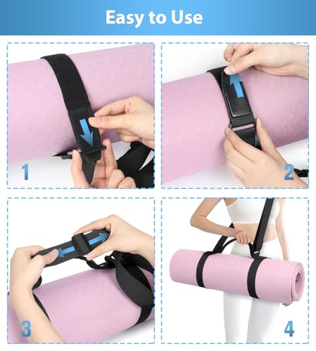 WOMACO Yoga Mat Strap, Adjustable Yoga Mat Carrier with Shoulder Strap & Handle for Women, Men