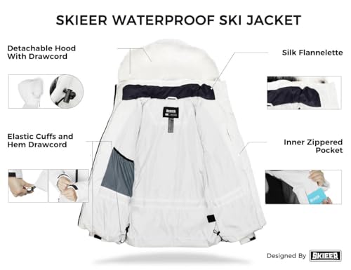 Skieer Women's Waterproof Ski Jacket Warm Puffer Jacket Thick Hooded Winter Coat