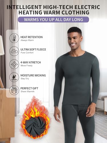Raueupo Warm Thermal Underwear Set Mens Base Layer Long Johns Winter Hunting Gear Bottom Leggings Top with Mens Crew Socks
