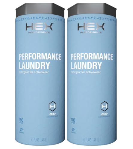 HEX Performance Laundry Detergent, Crisp, 100 Loads (Pack of 2) - Designed for Activewear, Eco-Friendly, Concentrated Formula