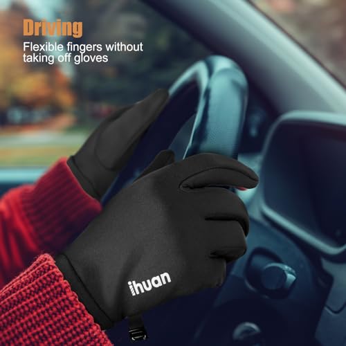 ihuan Winter Warm Running Gloves Women Men, Super Sensitive Touch Screen Fingers for Cold Weather, Thin Lightweight Liner ...