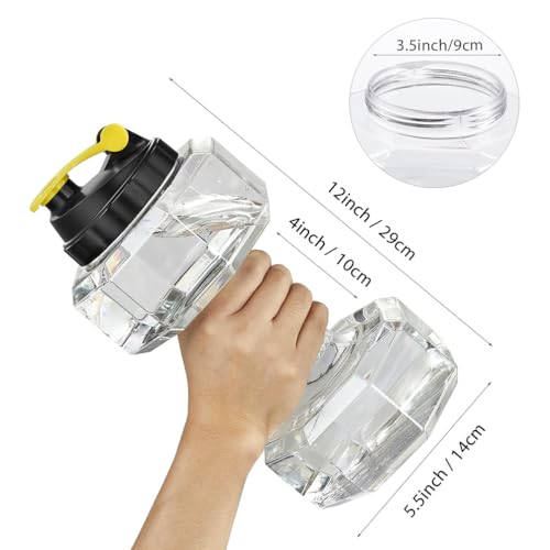 2.2L / 75Oz Dumbbell Shape Water Bottle, PETG Eco-friendly Sports Fitness Exercise Water Jug for Gym, Yoga, Running, Outdo...
