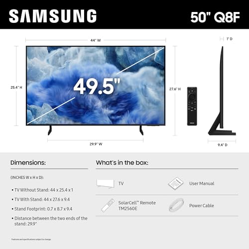 Samsung 50-Inch Class QLED Q8F 4K UHD Smart TV (2025 Model) Q4 AI Processor, 100% Color Volume with Quantum Dot, AirSlim D...