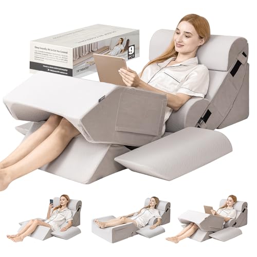 9PCS Orthopedic Bed Wedge Pillow Set for After Surgery Recovery, Body Positioners for Back and Leg Pain Relief, Adjustable...