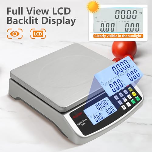 Food Scale 88lb/40kg Large Digital Kitchen Scale 0.05oz/1g with Price Computing Commercial Scale 304 Stainless Steel gram ...