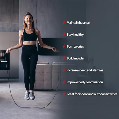 Jump Rope for Fitness, Adjustable Speed Jump Rope with Ball Bearings, Tangle-Free Skipping Rope for Women Men Kids, Durabl...