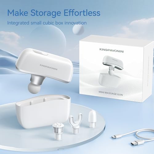 KingPavonini Mini Massage Gun with All-in-One Storage Case, Pocket-Sized Small Massage Gun Deep Tissue, 0.5 lbs Portable P...
