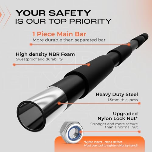 Yes4All Heavy Duty Wall Mounted Pull Up Bar, Over Door Pull Up Bar for Doorway, Multi Grip Chin Up Bar, Sturdy Strength Tr...