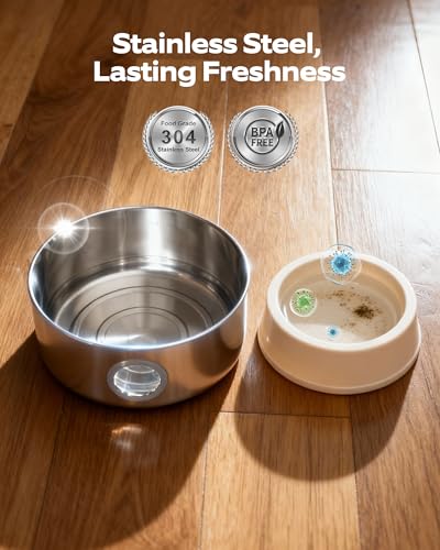 Cat Water Fountain Battery Operated: Wireless Cat Fountain with Motion Sensor - 88oz/2.6L Cordless Pet Dispenser for Cats ...