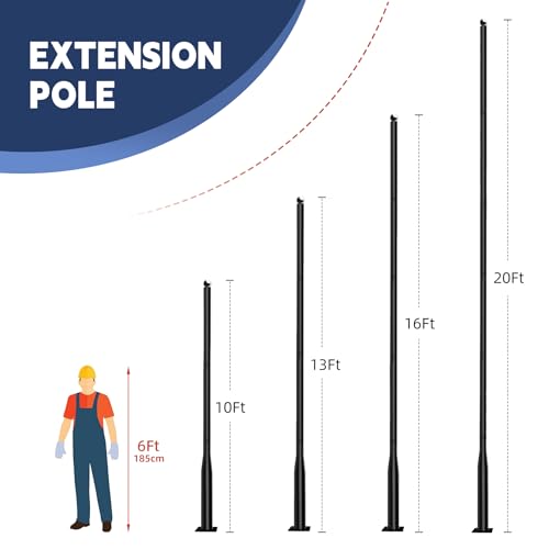 Xhmeishan Street Light Pole 20Ft, Street Light Poles for Outdoor Lighting,Solar Pole Accessory for Street, Suitable for Ba...