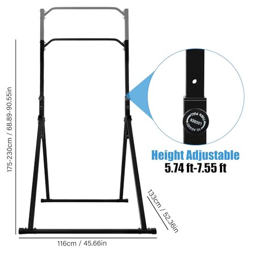 Foldable Pull Up Bar, Power Tower Workout Dip Station Height Adjustable Pull Up Bar for Home, Multifunction Fitness Tower ...