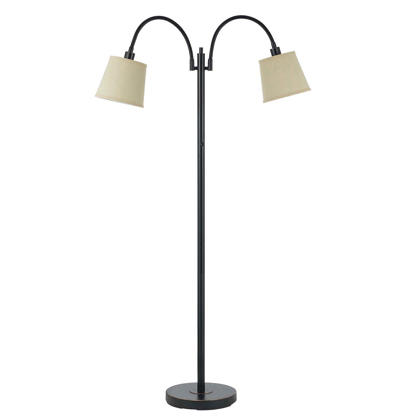 Homeroots Traditional 65 In. Floor Lamp - Two Light With Tan Square Shade, Metal Construction, Bronze Finish