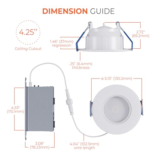 HALO RA 4-Inch Canless LED Recessed Downlight with Adjustable Gimbal, Selectable Lumens and Color Temperatures, Dim-to-Warm - RA6LS9FSD2W1EWHDM