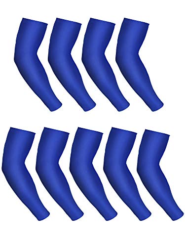 Mudder 9 Pairs Unisex UV Protection Sleeves Arm Cooling Sleeves Ice Silk Arm Sleeves Arm Cover Sleeves (Royal Blue)