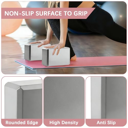 4 Pack Yoga Blocks - Premium EVA Foam Blocks for Pilates Workout, Stretching, Meditation - Yoga Brick for Flexibility, Bal...