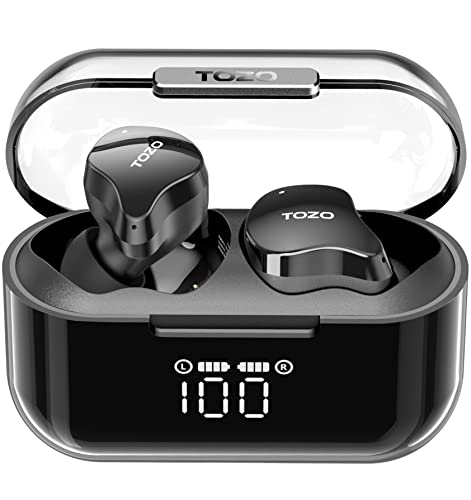 TOZO T18 Wireless Earbuds Bluetooth Headphones 5.3, IPX8 Waterproof Ear Buds, 4 Mic Clear Call Long Playtime with LED Digi...