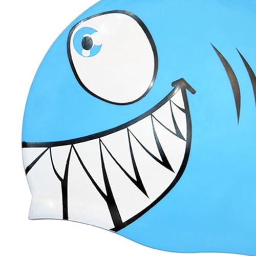 Lljsszr Fish Shape Swim Cap Swimwear Hat Cute Off Swimming Hat Swim Gear for Children Teens Boys Girls, Blue
