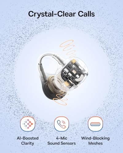 Baseus Bass BC1 Open Ear Earbuds Clip-On Headphones, Open-Ring Comfort with Tri-Curve Snug Clip, Powerful Sound with Super...