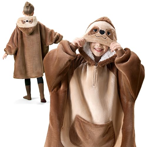 Giggling Getup Wearable Blanket Hoodie for Girls and Boys Sherpa Fleece Hooded Blanket Sweatshirt Warm Cozy Sherpa Wearabl...