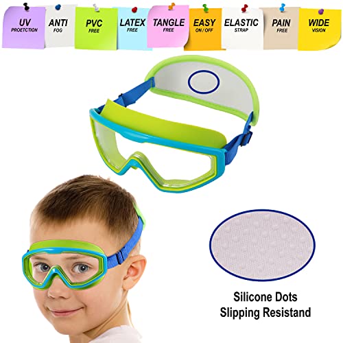HYDROCOMFY Kids Goggles Swimming 4-7,Kids Goggles Fabric Strap,Wide View Swimming Goggles for Toddler