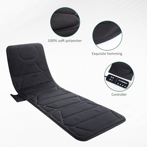 Snailax Massage Mat with Heat, Back Massage Pad for Bed, Chair, 10 Motors Vibrating Massage Mattress Pad with 2 Heating Pa...