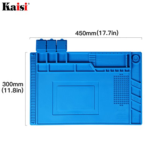 Kaisi Heat Insulation Silicone Repair Mat with Scale Ruler and Screw Position for Soldering Iron, Phone and Computer Repai...