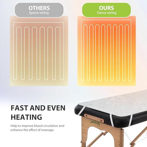 Massage Table Warmer Heating Pad Professional SPA Massage Bed Warmer with Timer, 9 Heat Settings, Overheat Protection for ...