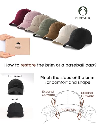 FURTALK Unisex Vintage Washed Unstructured Baseball Cap Washed Cotton Adjustable Dad Hat