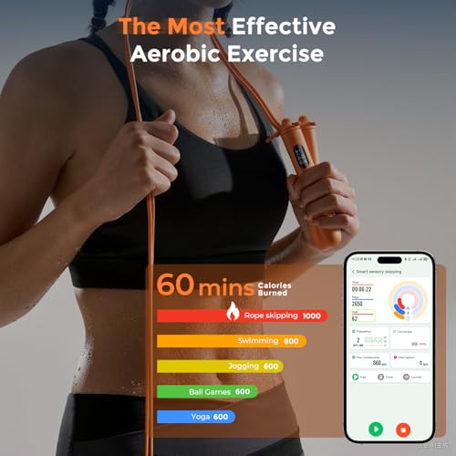 LVPIMAN Smart Jump Rope, Wireless Jumping Rope, Supports Game App Interaction, Suitable for Home and Gym exercise, Fitness...