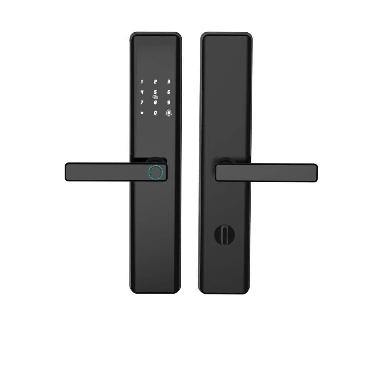 Smart Door Lock with Handle |Touchscreen Keypad & Doorbell | Keyless Entry (Fingerprint, Passcode, Key Access & WiFi Tuya App Control), Alexa, Waterproof, Electronic Deadbolt for Front Doors, Black