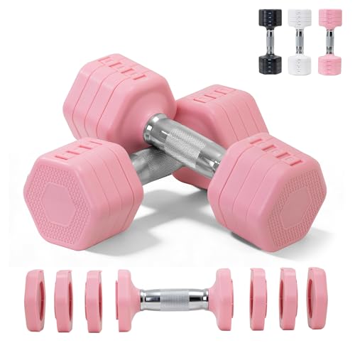 Adjustable Dumbbell Set of 2 Total 20 Lbs 4-in-1 Each 4lb 6lb 8lb 10lb 1s-Adjust Dual-Stable Free Weights for Women Men Ho...