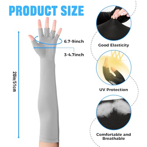 Qeedy UV Protection Gloves - Non Slip Sunblock Gloves for Summer Outdoor Fishing & Driving
