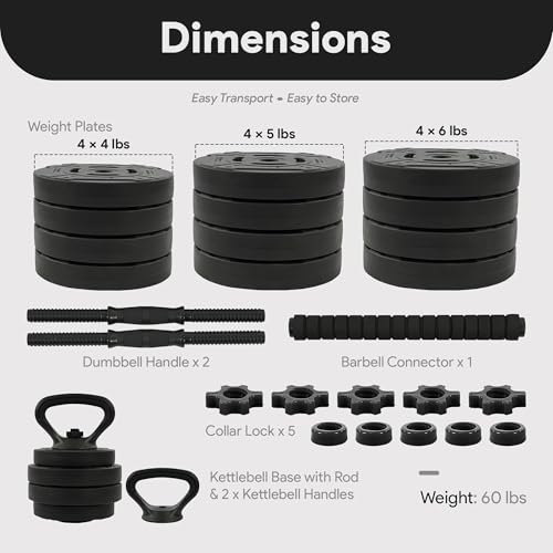 Multi-Functional Portable Changeable Dumbbell and Barbell Kettlebell Set with Adjustable Weights, Multiple Styles