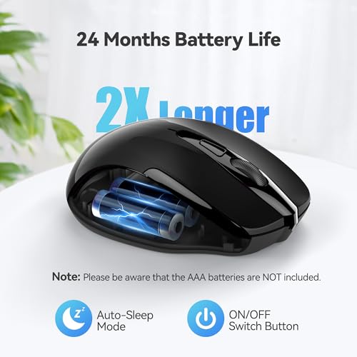 TECKNET Wireless Mouse, 2.4G Ergonomic Optical Mouse, Computer Mouse for Laptop, PC, Computer, Chromebook, Notebook, 6 But...