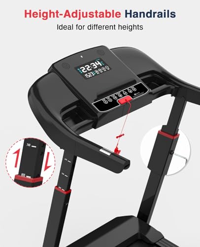 Redliro Treadmill with 15% Auto Incline - 350 lbs Capacity Foldable Running 3.0HP Treadmill for Home - Adjustable Handrail...