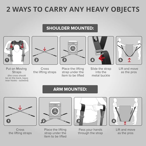 X-Protector Moving Straps - 2 Pairs - Lifting Straps for 2 Movers - Move Furniture Easily and Safely - Perfect for Lifting...