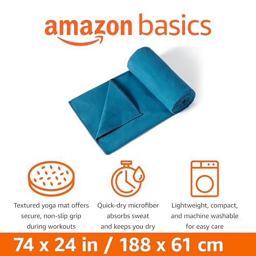 Amazon Basics Yoga Mat Towel, Hot Yoga, Soft, Sweat Absorbant