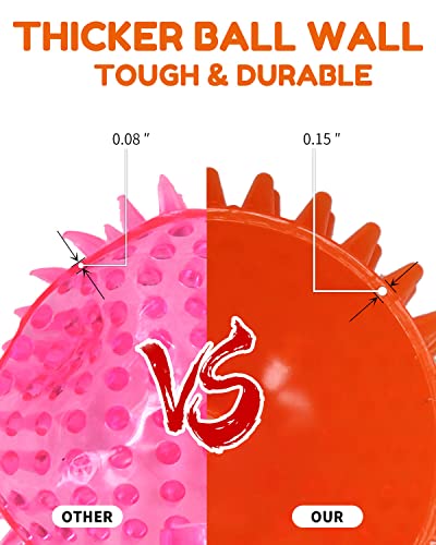 Pweituoet 4.5” Heavy Duty Squeaky Dog Balls for Medium Large Dogs, Dog Toys for Aggressive Chewers, Spike Ball Toys for Cl...