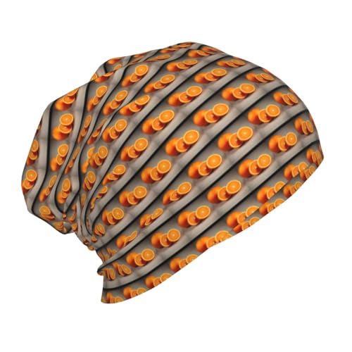 YANYU Orange Fruit Print Soft Beanie Winter Hat Warm Thermal Cap Headwear for Snow Play Outdoor Activities