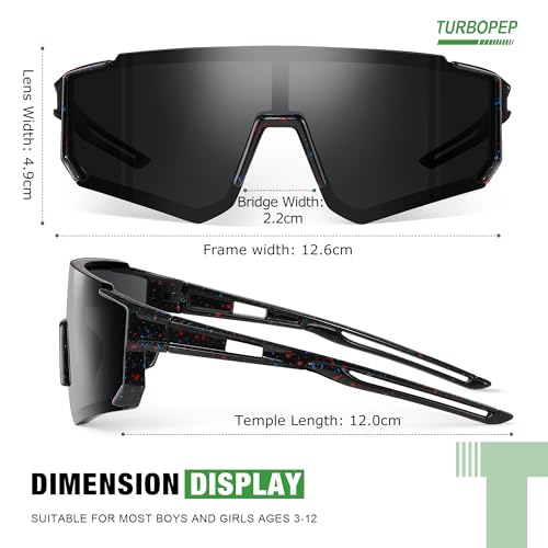 TURBOPEP 3 Pack Kids Polarized Sunglasses - Youth Baseball Sunglasses for Boys Girls Age 3-12 Sports UV Protection Goggles