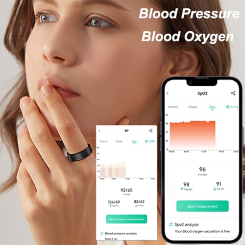 Smart Ring Heart Rate Monitor Fitness Ring Blood Pressure Sleep Tracker Fitness Tracker Pedometer Calories Step Counter Wa...