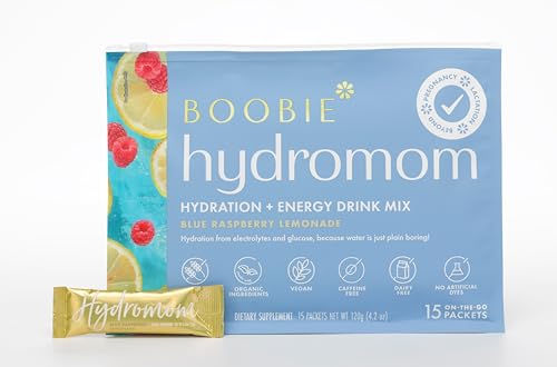 Boobie Hydromom Superfood Electrolyte Drink Mix, Blue Raspberry Lemonade | Refreshing Energy & Hydration Boost for Mamas |...