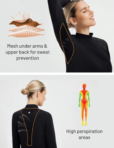 baleaf Thermal Shirts for Women Long Sleeve Turtleneck Tops Fleece Lined Base Layer with Thumb Hole Cold Weather Winter Gear