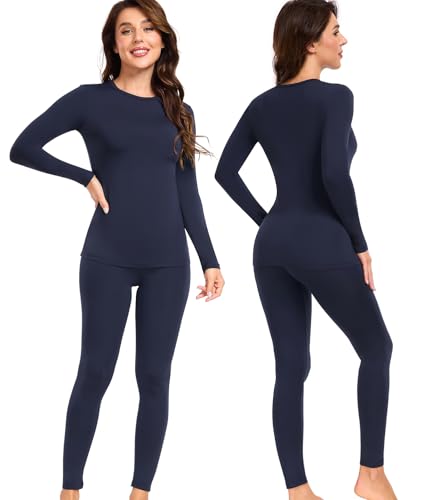 wirarpa Women's Fleece Lined Thermal Underwear Set Long Johns Base Layer Set for Women Winter Top Bottom
