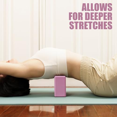 2 Pcs Yoga Blocks, 9"x6"x3" Foam Blocks Yoga Props for Pilates Stretching and Meditation Exercise Blocks Lightweight Yoga ...