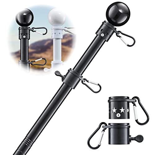 Flag Pole for Outside House - 5ft Heavy Duty Stainless Steel Flag Pole Kit, Tangle Free Spinning Flagpole Holder For Outdo...