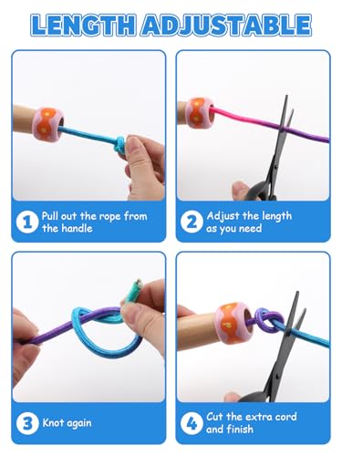 Jump Rope for Kids, Lorvain Adjustable Skipping Rope, Kids Jump Ropes with Wooden Handle for Girls Boys, Weighted Jumping ...